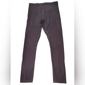 Lingswallow High-waist Gray Yoga Pants Side Pockets Tummy Control Size Med